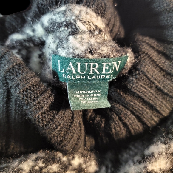 Lauren Ralph Lauren Plaid Black White 3 Season Pancho Pullover Cape One Size - Picture 7 of 10